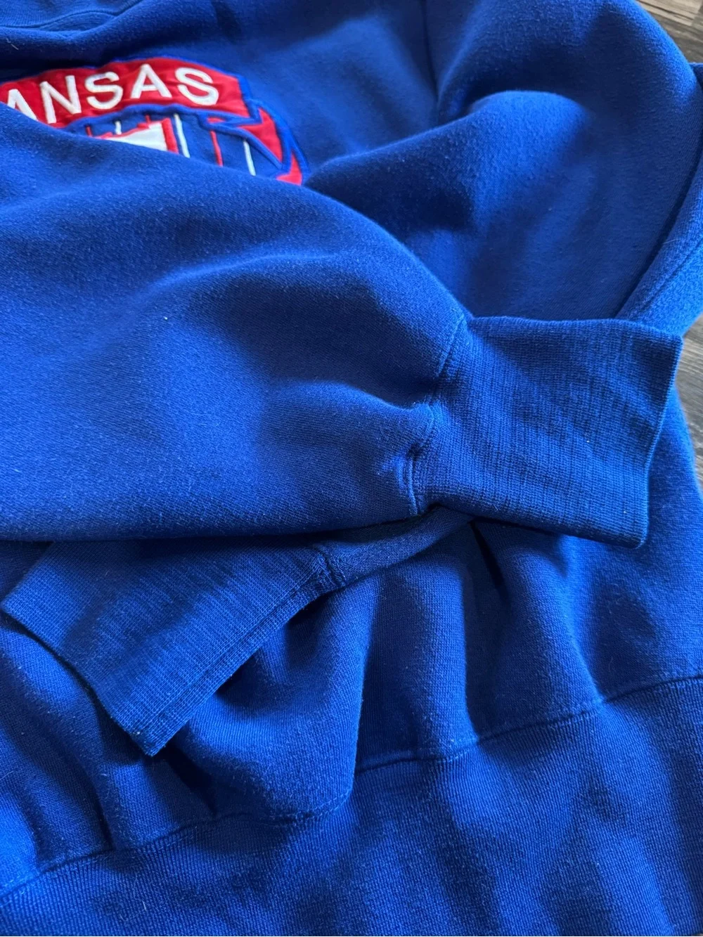 Vintage Embroidered Kansas Jayhawks Blue Crewneck College Size M - Picture 5 of 7